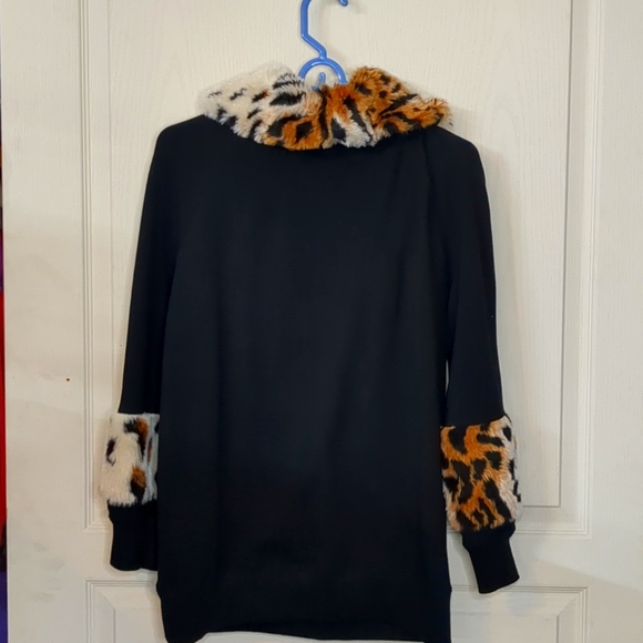 Leopard Trim Sweatshirt Boston Proper S - Picture 4 of 5